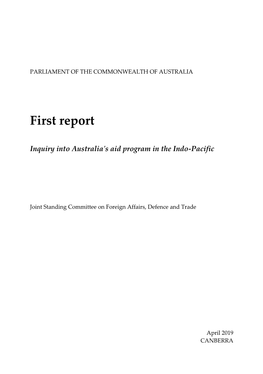 Inquiry Into Australia's Aid Program in the Indo-Pacific: First Report