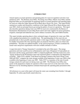 Summary of Hydrologic Conditions and Flood Control During 2005