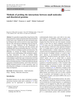 Methods of Probing the Interactions Between Small Molecules and Disordered Proteins