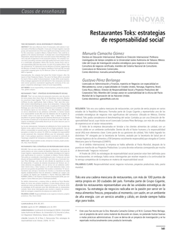 Restaurantes Toks: Estrategias De Responsabilidad Social