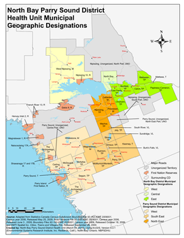 North Bay Parry Sound District Health Unit Municipal Geographic Designations