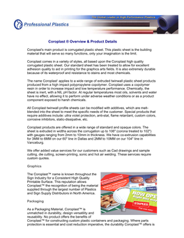 Coroplast ® Overview & Product Details