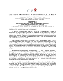 Corporación Interamericana De Entretenimiento, S.A.B. De C.V