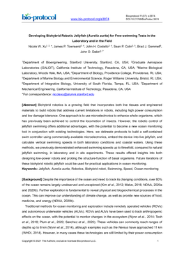 Developing Biohybrid Robotic Jellyfish (Aurelia Aurita) for Free-Swimming Tests in the Laboratory