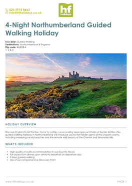 4-Night Northumberland Guided Walking Holiday