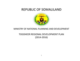 Togdheer Regional Development Plan (2014-2016)