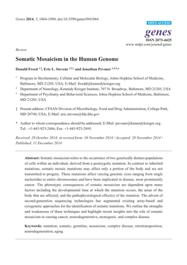 Somatic Mosaicism in the Human Genome