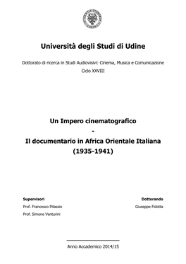 Il Documentario in Africa Orientale Italiana (1935-1941)