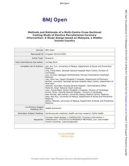 For Peer Review Only - Page 1 of 22 BMJ Open