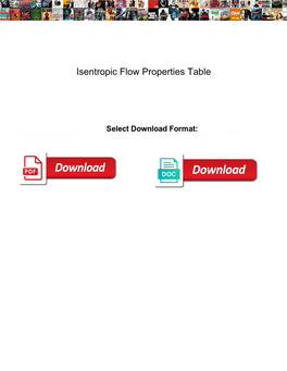 Isentropic Flow Properties Table