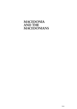 Macedonia and the Macedonians