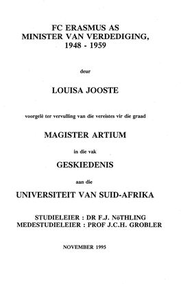 Louisa Jooste Magister Artium Geskiedenis Universiteit