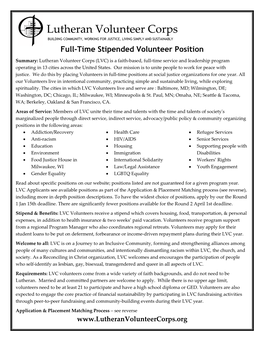 Full-Time Stipended Volunteer Position