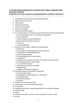 POLITIEK & BELEID Publicaties Over Asiel, Migratie