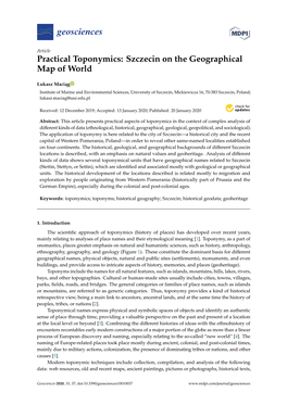 Practical Toponymics: Szczecin on the Geographical Map of World