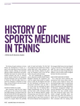 HISTORY of SPORTS MEDICINE in TENNIS – Written by Per Renstrom, Sweden