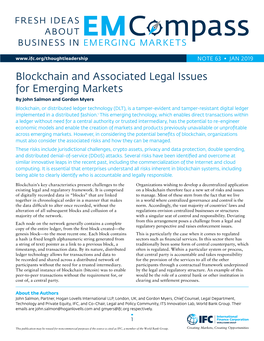 Blockchain and Associated Legal Issues for Emerging Markets