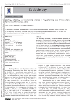 Locating, Collecting, and Maintaining Colonies of Fungus-Farming Ants (Hymenoptera: Formicidae: Myrmicinae: Attini)