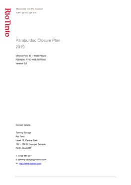 A5 2 Paraburdoo Closure Plan (Rio Tinto 2019D)