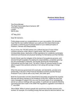 Open Letter from PAG to David Cameron