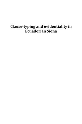 Clause-Typing and Evidentiality in Ecuadorian Siona