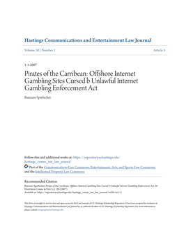 Pirates of the Carribean: Offshore Internet Gambling Sites Cursed B Unlawful Internet Gambling Enforcement Act Bunnam Sprehichet