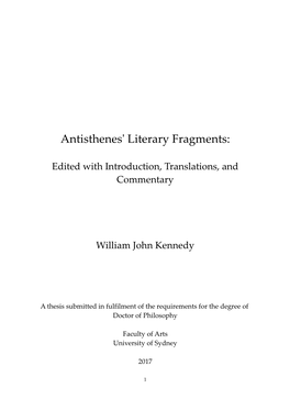 Antisthenes' Literary Fragments