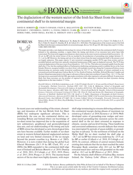 The Deglaciation of the Western Sector of the Irish Ice Sheet from the Inner Continental Shelf to Its Terrestrial Margin