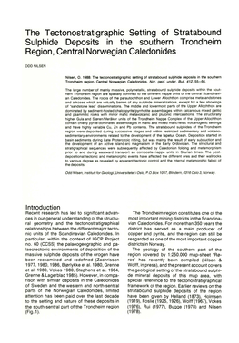 The Tectonostratigraphic Setting of Stratabound Sulphide Deposits in the Southern Trondheim Region, Central Norwegian Caledonides