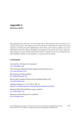 Appendix 1 Internet Links