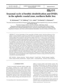 Seasonal Cycle of Benthic Denitrification and DNRA in the Aphotic Coastal Zone, Northern Baltic Sea