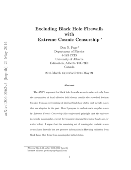 Excluding Black Hole Firewalls with Extreme Cosmic Censorship