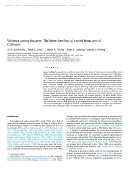 Violence Among Foragers: the Bioarchaeological Record from Central California ⇑ Al W