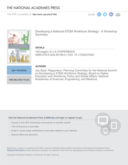 Developing a National STEM Workforce Strategy: a Workshop Summary