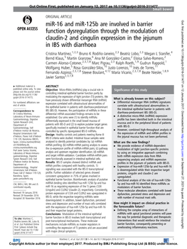 Mir-16 and Mir-125B Are Involved in Barrier Function Dysregulation