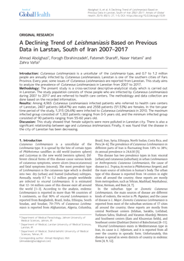 A Declining Trend of Leishmaniasis Based on Previous Data in Larstan, South of Iran 2007–2017