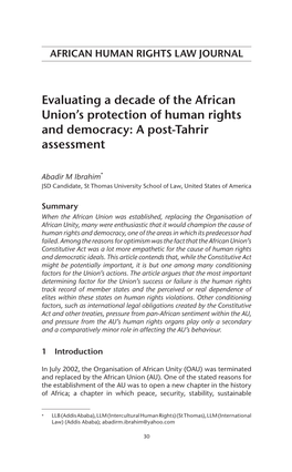 Evaluating a Decade of the African Union's Protection of Human Rights