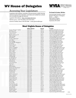 WV House of Delegates Accessing Your Legislature to Send a Letter, Write: Legislative Bill Tracking, Committee Announcements, Public Hearing