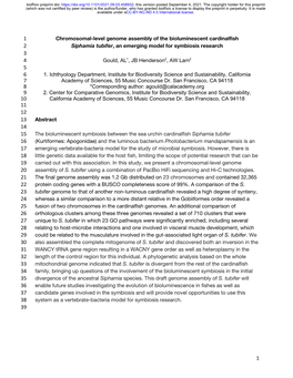 Chromosomal-Level Genome Assembly of the Bioluminescent