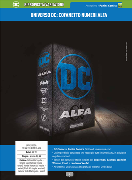 RIPROPOSTA/VARIAZIONE Anteprima » Panini Comics UNIVERSO DC: COFANETTO NUMERI ALFA TM & © 2020 DC Comics