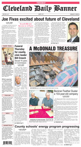 A Mcdonald TREASURE for County, Civic Leader Bill Creech Served 16 Years on Commission by LARRY C