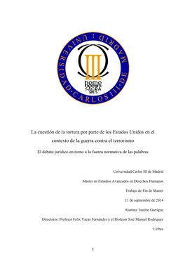 La Cuestión De La Tortura Por Parte De Los Estados Unidos En El Contexto De La Guerra Contra El Terrorismo