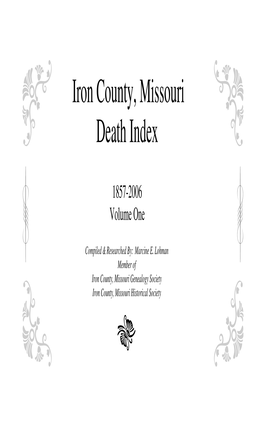 Iron Co MO Death Index Vol 1-CD Version