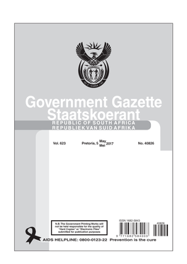 Government Gazette Staatskoerant REPUBLIC of SOUTH AFRICA REPUBLIEK VAN SUID AFRIKA