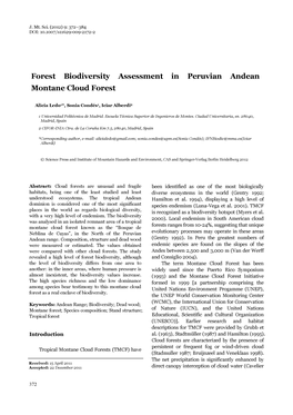 Forest Biodiversity Assessment in Peruvian Andean Montane Cloud Forest