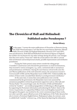 The Chronicles of Hall and Holinshed