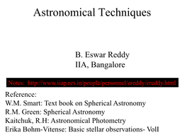 Astronomical Techniques Course