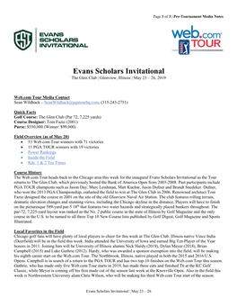 Evans Scholars Invitational the Glen Club | Glenview, Illinois | May 23 – 26, 2019