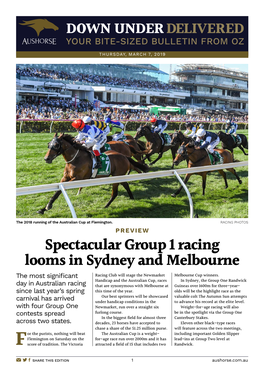 Spectacular Group 1 Racing Looms in Sydney and Melbourne the Most Significant Racing Club Will Stage the Newmarket Melbourne Cup Winners