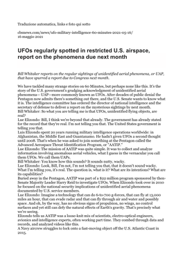 Ufos Regularly Spotted in Restricted U.S. Airspace, Report on the Phenomena Due Next Month